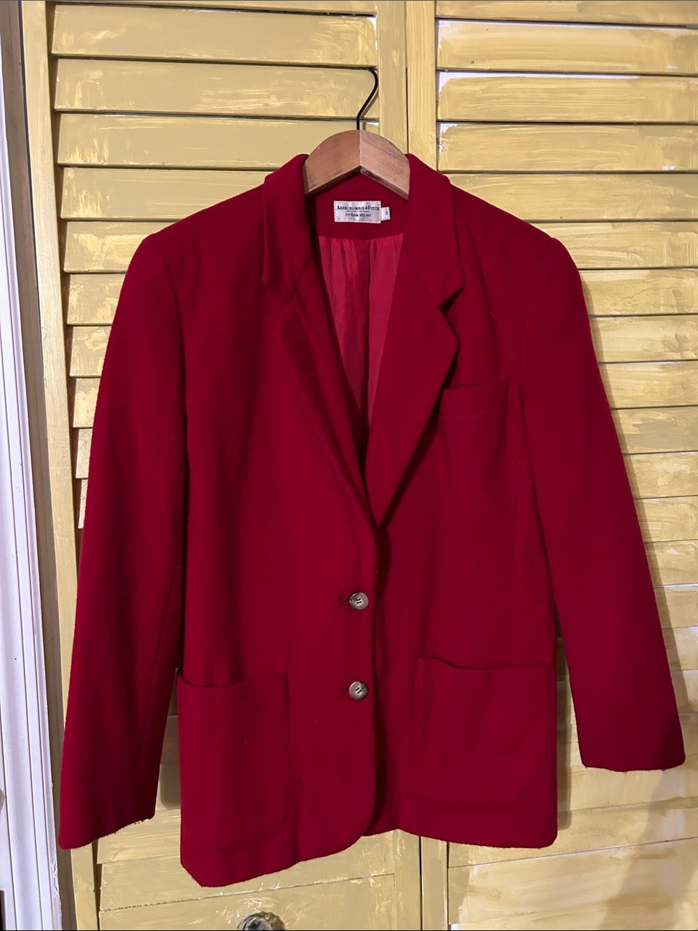 Abercrombie and Fitch Cherry Red Single-Breasted Wool Blazer